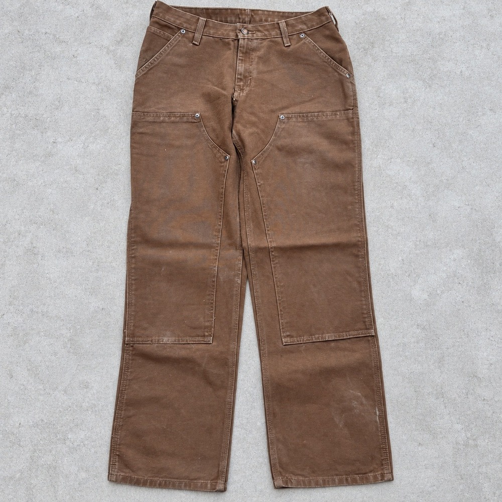 Carhartt Double Knee Carpenter Pants Brown Duck Canvas Work Chocolate 32x30